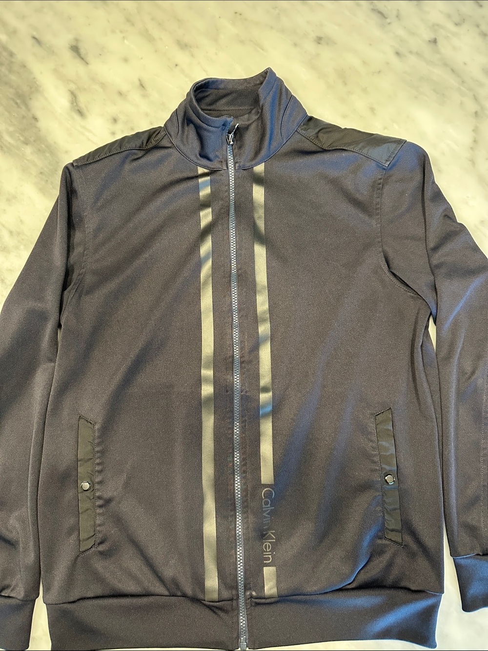 Calvin Klein Black Jacket with Dual Center Stripes